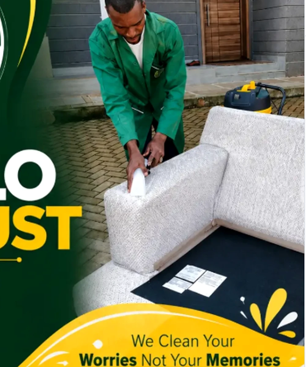 D-LUXE team member deep cleaning a sofa